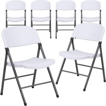Granite white plastic banquet chair with gray frame